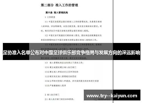 足协准入名单公布对中国足球俱乐部竞争格局与发展方向的深远影响